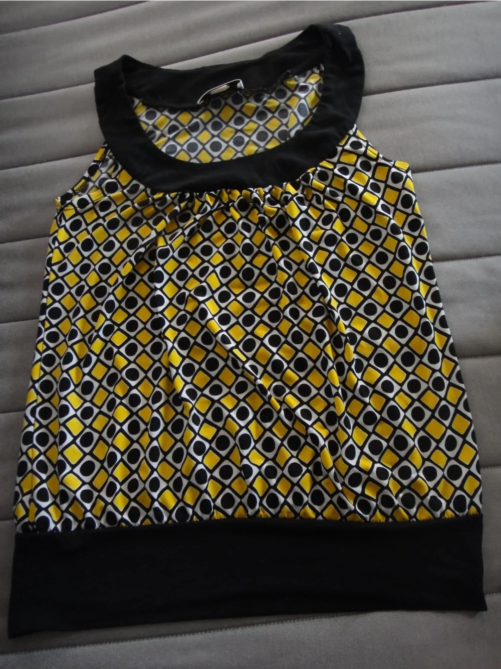 Ally B Yellow, Black & White Geometric A-Line Skirt